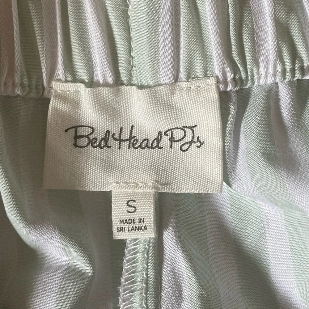 BEDHEAD Striped Classic Organic Cotton Lounge Pajama Set Mint Green Beach - Picture 9 of 9